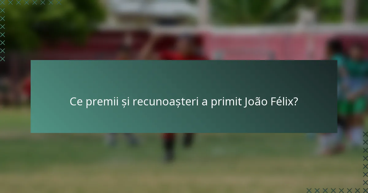 Ce premii și recunoașteri a primit João Félix?