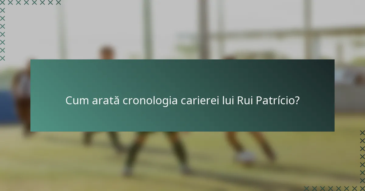 Cum arată cronologia carierei lui Rui Patrício?